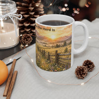 Load image into Gallery viewer, Highland Cow Mug – Home Is Where the Herd Is Ceramic Mug, 11 oz &amp; 15 oz, Rustic Farmhouse Kitchen Decor
