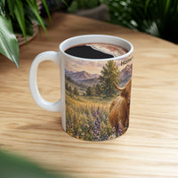 Load image into Gallery viewer, Highland Cow Mug – Home Is Where the Herd Is Ceramic Mug, 11 oz &amp; 15 oz, Rustic Farmhouse Kitchen Decor