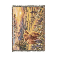 Load image into Gallery viewer, Personalized Highland Cow Blanket | Custom Woven Throw | Family Homestead Gift
