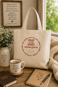 Load image into Gallery viewer, Christian, Fruit of the Spirit, heart flowers, Believer's tote bag, God Lover, tote bag, front and back printing, from JL; JL - 157