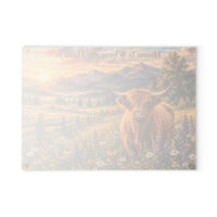 Load image into Gallery viewer, Highland Cow Cutting Board – Home Is Where the Herd Is Glass Cutting Board, Rustic Farmhouse Kitchen Decor