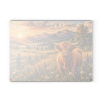 Load image into Gallery viewer, Highland Cow Cutting Board – Home Is Where the Herd Is Glass Cutting Board, Rustic Farmhouse Kitchen Decor