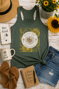 Load image into Gallery viewer, Honey Bee, Sunflowers, Organic Product, vintage, bee lover, garden, women's clothing, women's top, shirt / hoodie / tank top, from JL; JL - 163