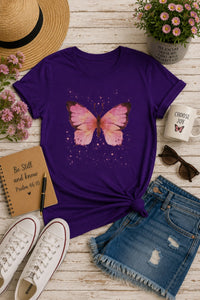Load image into Gallery viewer, Pink Butterfly, garden, gardening, pretty, pretty nature top, women's clothing, women's top, shirt / hoodie / tank top, from JL; JL - 126