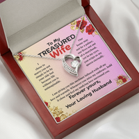 Load image into Gallery viewer, To My Treasured Wife heart necklace; Mother&#39;s Day, birthday, anniversary, Valentine&#39;s Day, romantic gift, heartfelt love, jewelry, yellow &amp; white gold; from JL; JL - 141
