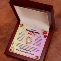 Load image into Gallery viewer, To My Treasured Wife heart necklace; Mother&#39;s Day, birthday, anniversary, Valentine&#39;s Day, romantic gift, heartfelt love, jewelry, yellow &amp; white gold; from JL; JL - 141
