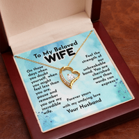 Load image into Gallery viewer, To My Beloved Wife, unbreakable bond, cherished, in credible wife, with love, Heart Necklace, Mother&#39;s Day, Birthday, Anniversary, perfect gift, white gold, yellow gold, from JL; JL - 150
