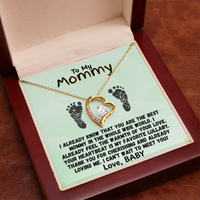Load image into Gallery viewer, To My Mommy, Heart Necklace, baby footprints, pregnant, baby bump, pregnancy gift, Mother to Be, perfect gift, first time mom, new mom, Mother&#39;s Day, pregnant women gift, from JL; JL - 160
