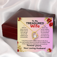 Load image into Gallery viewer, To My Treasured Wife heart necklace; Mother&#39;s Day, birthday, anniversary, Valentine&#39;s Day, romantic gift, heartfelt love, jewelry, yellow &amp; white gold; from JL; JL - 141
