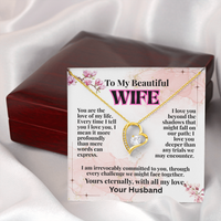 Load image into Gallery viewer, To My Beautiful WIFE, love of my life, heart necklace, Mother&#39;s Day, birthday, anniversary, Valentine&#39;s Day, perfect meaningful jewelry gift, romantic gift, heartfelt love, jewelry, yellow &amp; white gold; from JL; JL - 147
