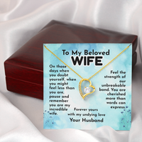 Load image into Gallery viewer, To My Beloved Wife, unbreakable bond, cherished, in credible wife, with love, Heart Necklace, Mother&#39;s Day, Birthday, Anniversary, perfect gift, white gold, yellow gold, from JL; JL - 150
