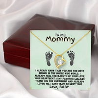 Load image into Gallery viewer, To My Mommy, Heart Necklace, baby footprints, pregnant, baby bump, pregnancy gift, Mother to Be, perfect gift, first time mom, new mom, Mother&#39;s Day, pregnant women gift, from JL; JL - 160
