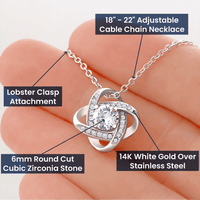 Load image into Gallery viewer, To My Cherished WIFE, cherished moments, treasure, Love Knot Necklace, Mother&#39;s Day, birthday, anniversary, Valentine&#39;s Day, perfect meaningful jewelry gift, romantic gift, heartfelt love, keepsake, jewelry, yellow &amp; white gold; from JL; JL - 162
