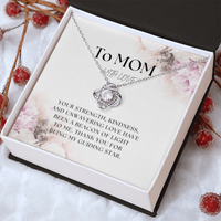 Load image into Gallery viewer, To Mom with Love - perfect Mother&#39;s Day gift, birthday, mom, mommy, grandmother, gift for her, love knot necklace, jewelry, white gold, yellow gold, meaningful keepsake, beacon of light, guiding star; JL - 102
