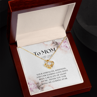 Load image into Gallery viewer, To Mom with Love - perfect Mother&#39;s Day gift, birthday, mom, mommy, grandmother, gift for her, love knot necklace, jewelry, white gold, yellow gold, meaningful keepsake, beacon of light, guiding star; JL - 102
