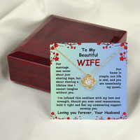 Load image into Gallery viewer, To My Beautiful Wife heart necklace; infused with love, Mother&#39;s Day, birthday, anniversary, Valentine&#39;s Day, romantic gift, heartfelt love, jewelry, yellow &amp; white gold; from JL; JL - 142
