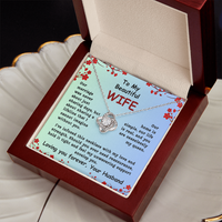 Load image into Gallery viewer, To My Beautiful Wife heart necklace; infused with love, Mother&#39;s Day, birthday, anniversary, Valentine&#39;s Day, romantic gift, heartfelt love, jewelry, yellow &amp; white gold; from JL; JL - 142
