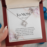 Load image into Gallery viewer, To Mom with Love - perfect Mother&#39;s Day gift, birthday, mom, mommy, grandmother, gift for her, love knot necklace, jewelry, white gold, yellow gold, meaningful keepsake, beacon of light, guiding star; JL - 102
