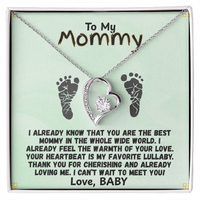 Load image into Gallery viewer, To My Mommy, Heart Necklace, baby footprints, pregnant, baby bump, pregnancy gift, Mother to Be, perfect gift, first time mom, new mom, Mother&#39;s Day, pregnant women gift, from JL; JL - 160
