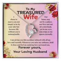 Load image into Gallery viewer, To My Treasured Wife heart necklace; Mother&#39;s Day, birthday, anniversary, Valentine&#39;s Day, romantic gift, heartfelt love, jewelry, yellow &amp; white gold; from JL; JL - 141
