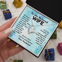 Load image into Gallery viewer, To My Beloved Wife, unbreakable bond, cherished, in credible wife, with love, Heart Necklace, Mother&#39;s Day, Birthday, Anniversary, perfect gift, white gold, yellow gold, from JL; JL - 150
