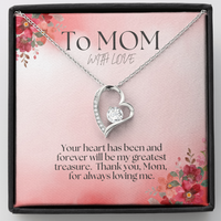 Load image into Gallery viewer, To Mom with Love - perfect Mother&#39;s Day gift, birthday, mom, mommy, grandmother, gift for her, heart necklace, jewelry, white gold, yellow gold, meaningful keepsake; JL - 101
