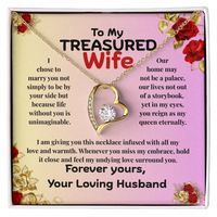 Load image into Gallery viewer, To My Treasured Wife heart necklace; Mother&#39;s Day, birthday, anniversary, Valentine&#39;s Day, romantic gift, heartfelt love, jewelry, yellow &amp; white gold; from JL; JL - 141
