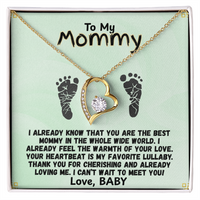 Load image into Gallery viewer, To My Mommy, Heart Necklace, baby footprints, pregnant, baby bump, pregnancy gift, Mother to Be, perfect gift, first time mom, new mom, Mother&#39;s Day, pregnant women gift, from JL; JL - 160
