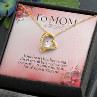 Load image into Gallery viewer, To Mom with Love - perfect Mother&#39;s Day gift, birthday, mom, mommy, grandmother, gift for her, heart necklace, jewelry, white gold, yellow gold, meaningful keepsake; JL - 101
