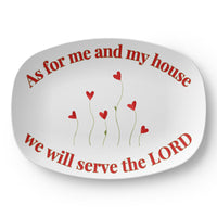 Load image into Gallery viewer, Christian, As for me and my house we will serve the LORD, heart flowers, meal, Believer&#39;s platter, Scripture platter, dinnerware, from JL; JL - 155
