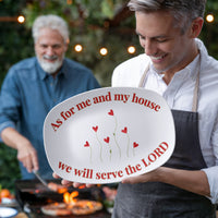 Load image into Gallery viewer, Christian, As for me and my house we will serve the LORD, heart flowers, meal, Believer&#39;s platter, Scripture platter, dinnerware, from JL; JL - 155
