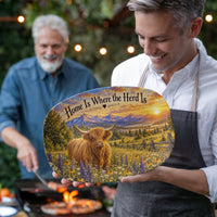 Load image into Gallery viewer, Highland Cow Serving Platter – Home Is Where the Herd Is Rustic Farmhouse Kitchen Décor