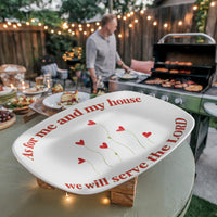 Load image into Gallery viewer, Christian, As for me and my house we will serve the LORD, heart flowers, meal, Believer&#39;s platter, Scripture platter, dinnerware, from JL; JL - 155

