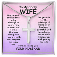 Load image into Gallery viewer, To My Godly WIFE, warmth, kindness, God, journey, side by side, Cross Necklace, Mother&#39;s Day, Birthday, Anniversary, perfect gift, stainless steel, from JL; JL - 154
