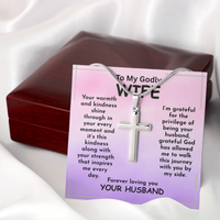 Load image into Gallery viewer, To My Godly WIFE, warmth, kindness, God, journey, side by side, Cross Necklace, Mother&#39;s Day, Birthday, Anniversary, perfect gift, stainless steel, from JL; JL - 154
